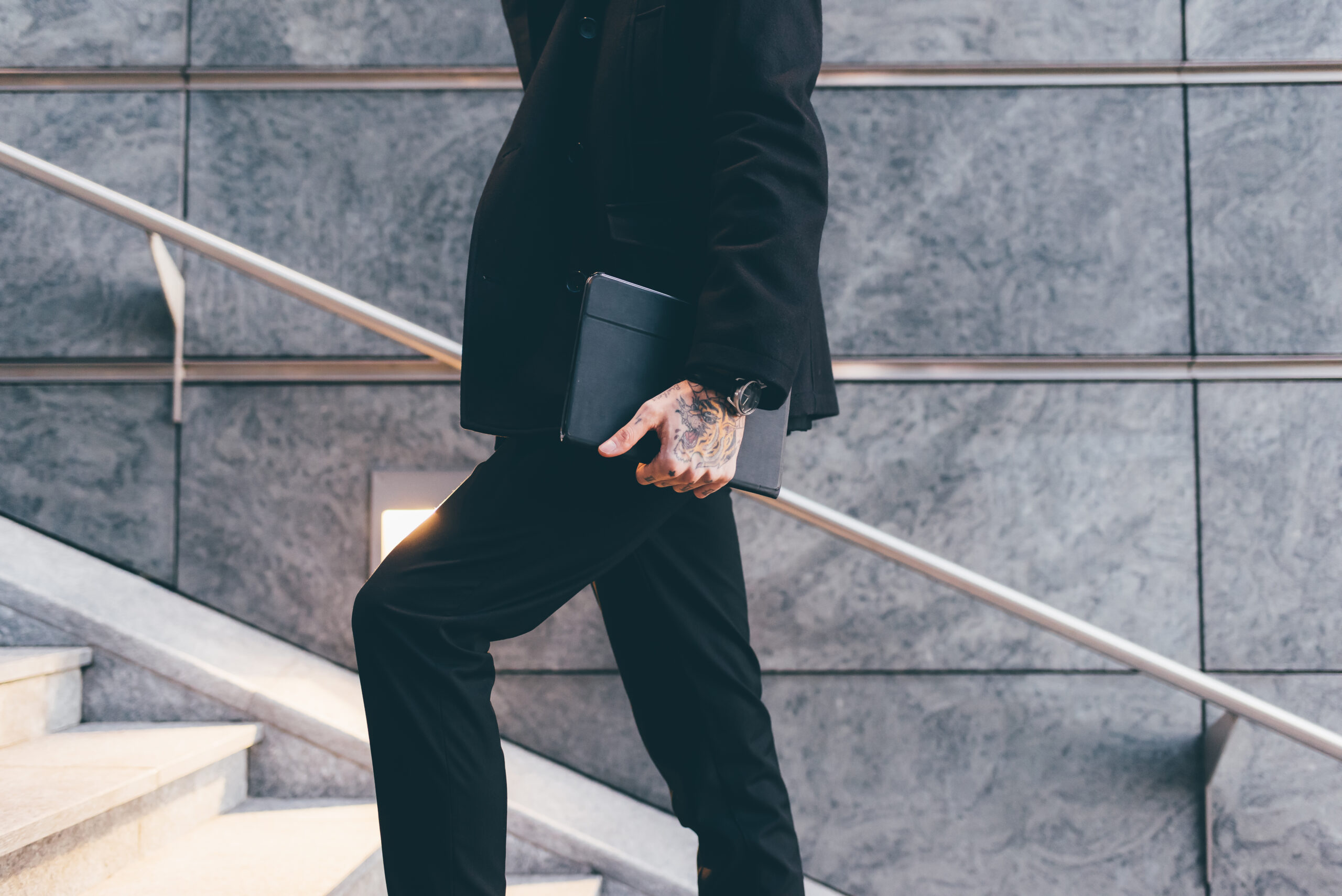 Young bearded business man outdoor